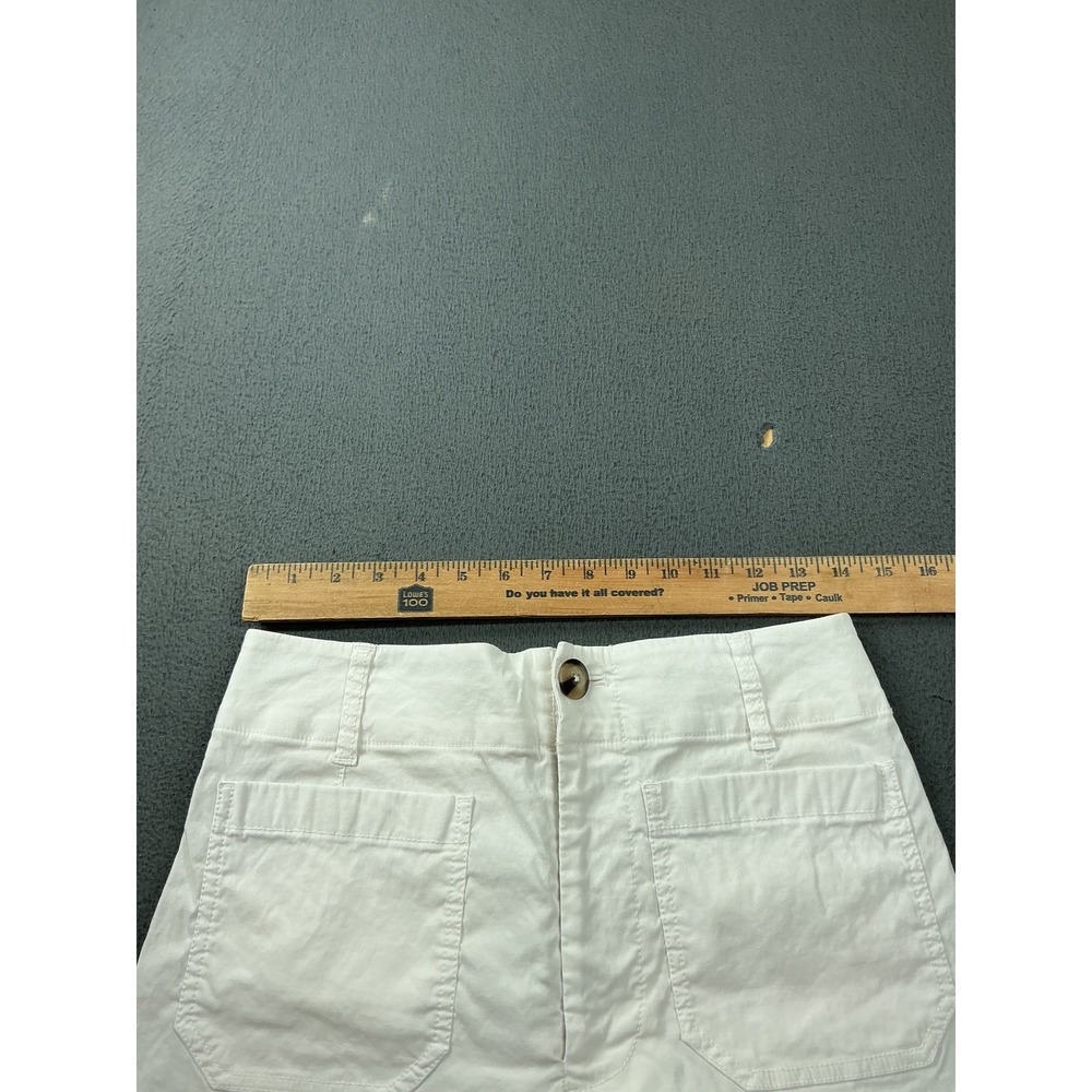 Maeve Pants Womens 29 White Cropped Wide-Leg Twill Stretch Pockets Cuffed - Picture 5 of 11